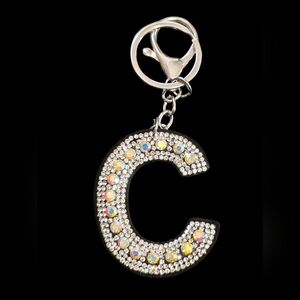 Sparkling "C" Initial Bag Charm Keychain
